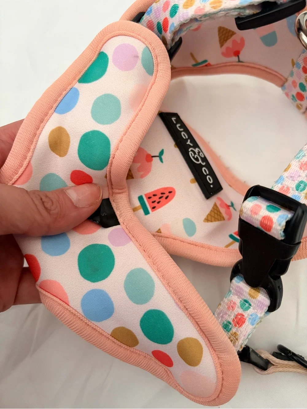 Pink Ice Cream and polkadot reversible Print Dog Harness